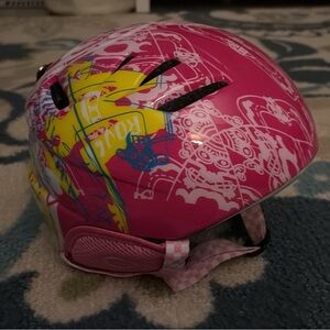 Kids Ski Pink Helmet with Graphic Design